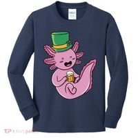 Axolotl Beer St Patrick's Day Kids Long Sleeve Shirt thumb 0