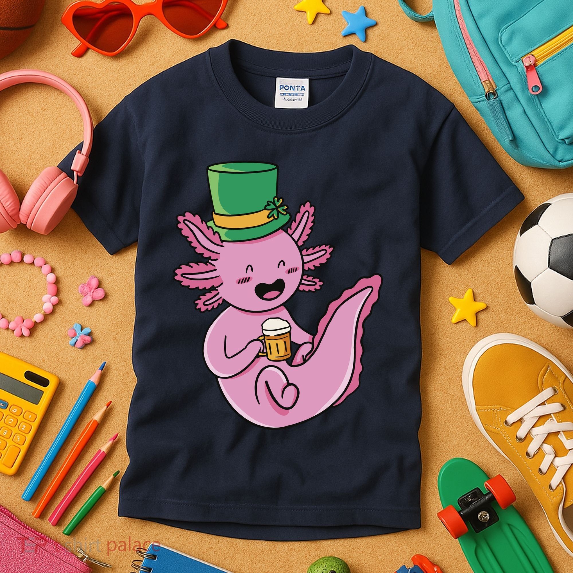Axolotl Beer St Patrick's Day Kids T-Shirt