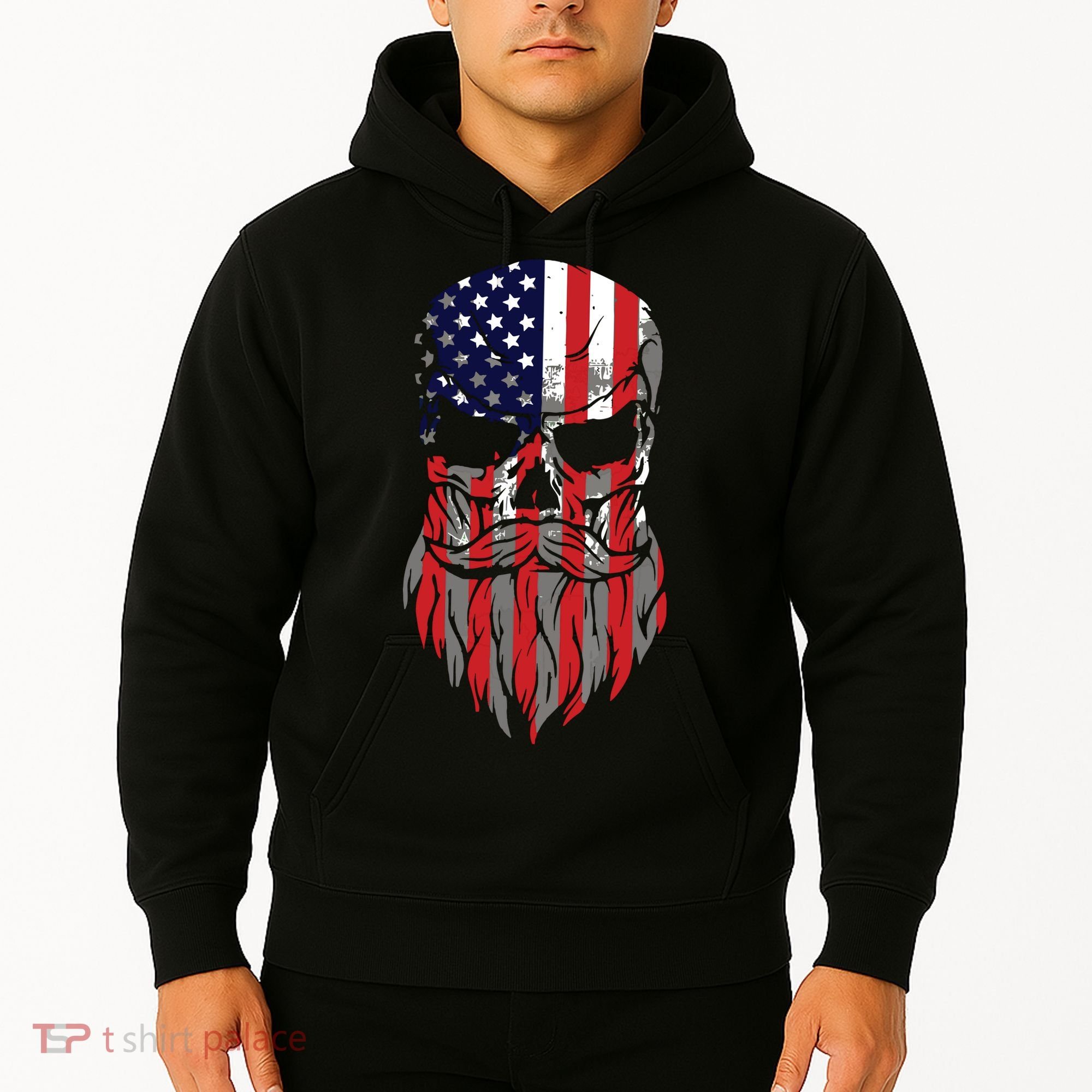 American Beard Skull Hoodie