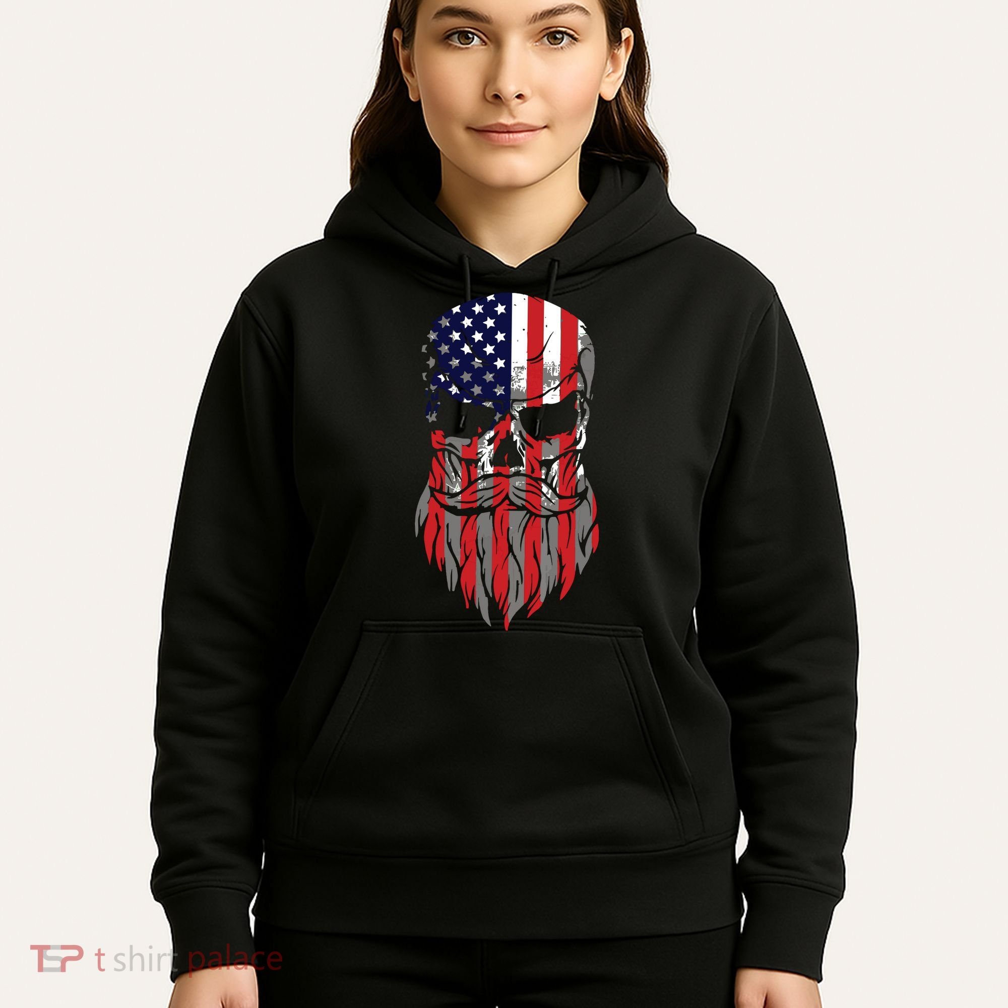 American Beard Skull Hoodie
