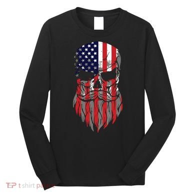 American Beard Skull Long Sleeve Shirt