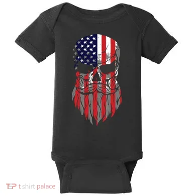 American Beard Skull Baby Bodysuit