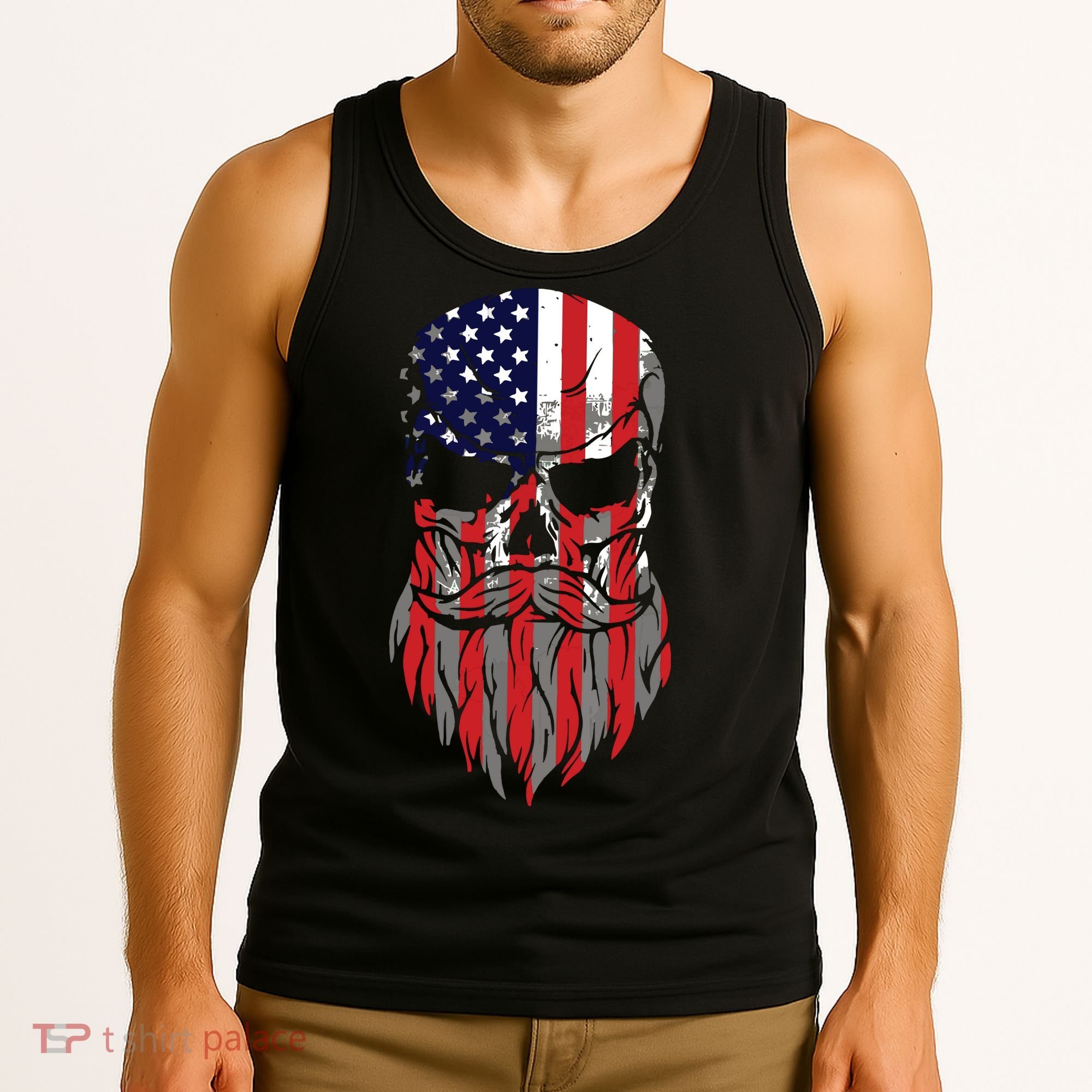 American Beard Skull Tank Top