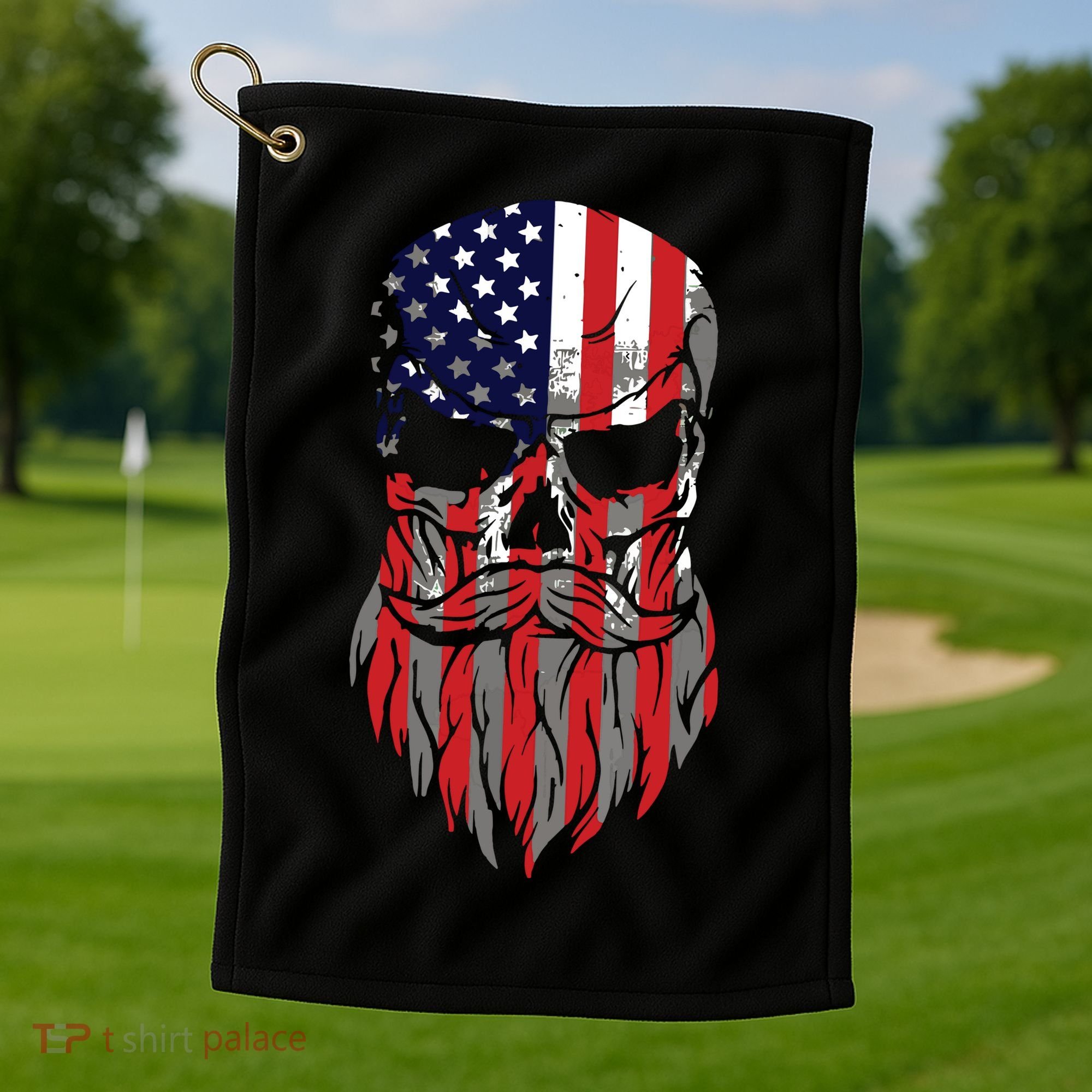 American Beard Skull Golf Towel