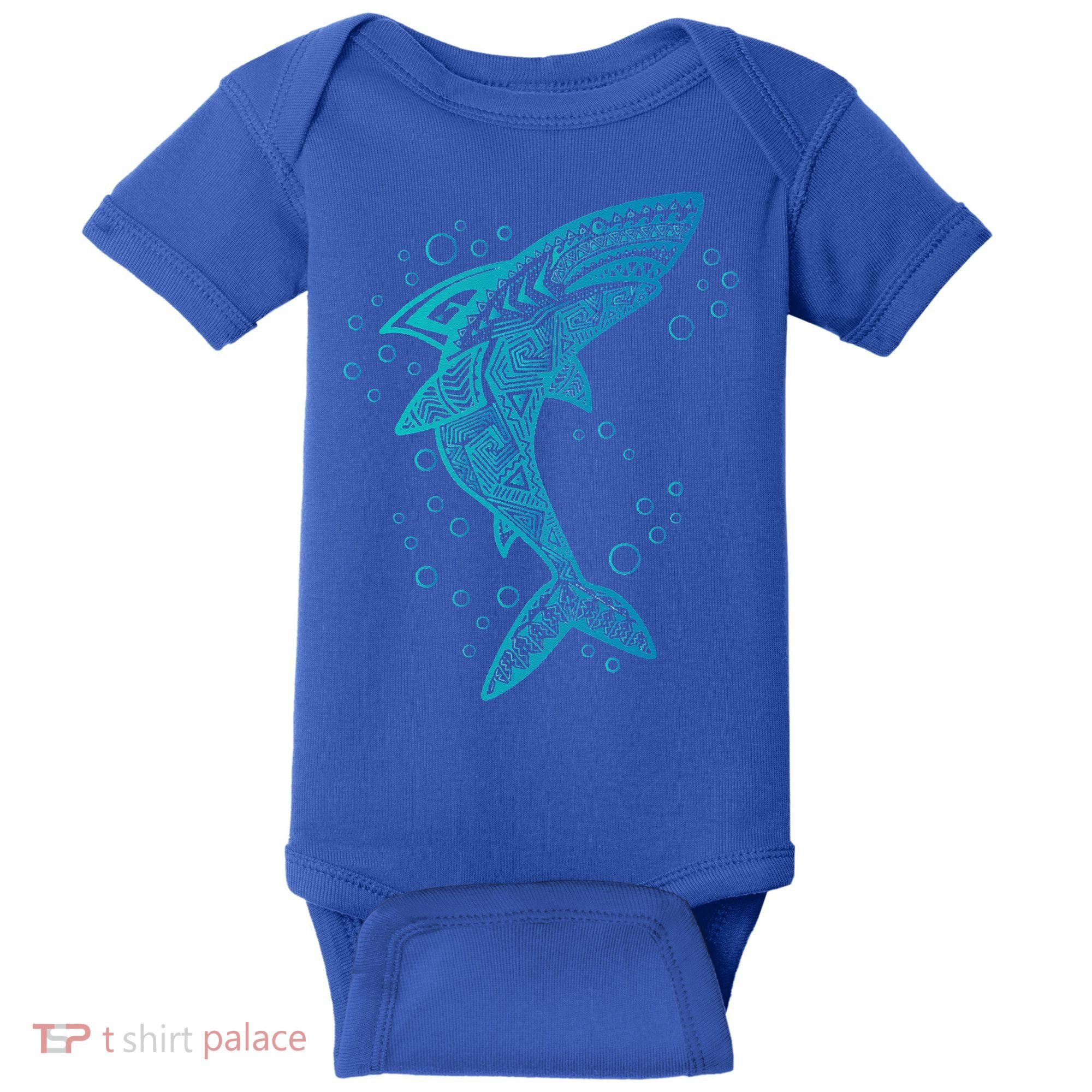 AQUA BOHO SHARK Baby Bodysuit