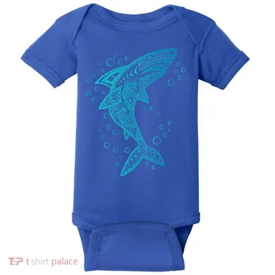 AQUA BOHO SHARK Baby Bodysuit