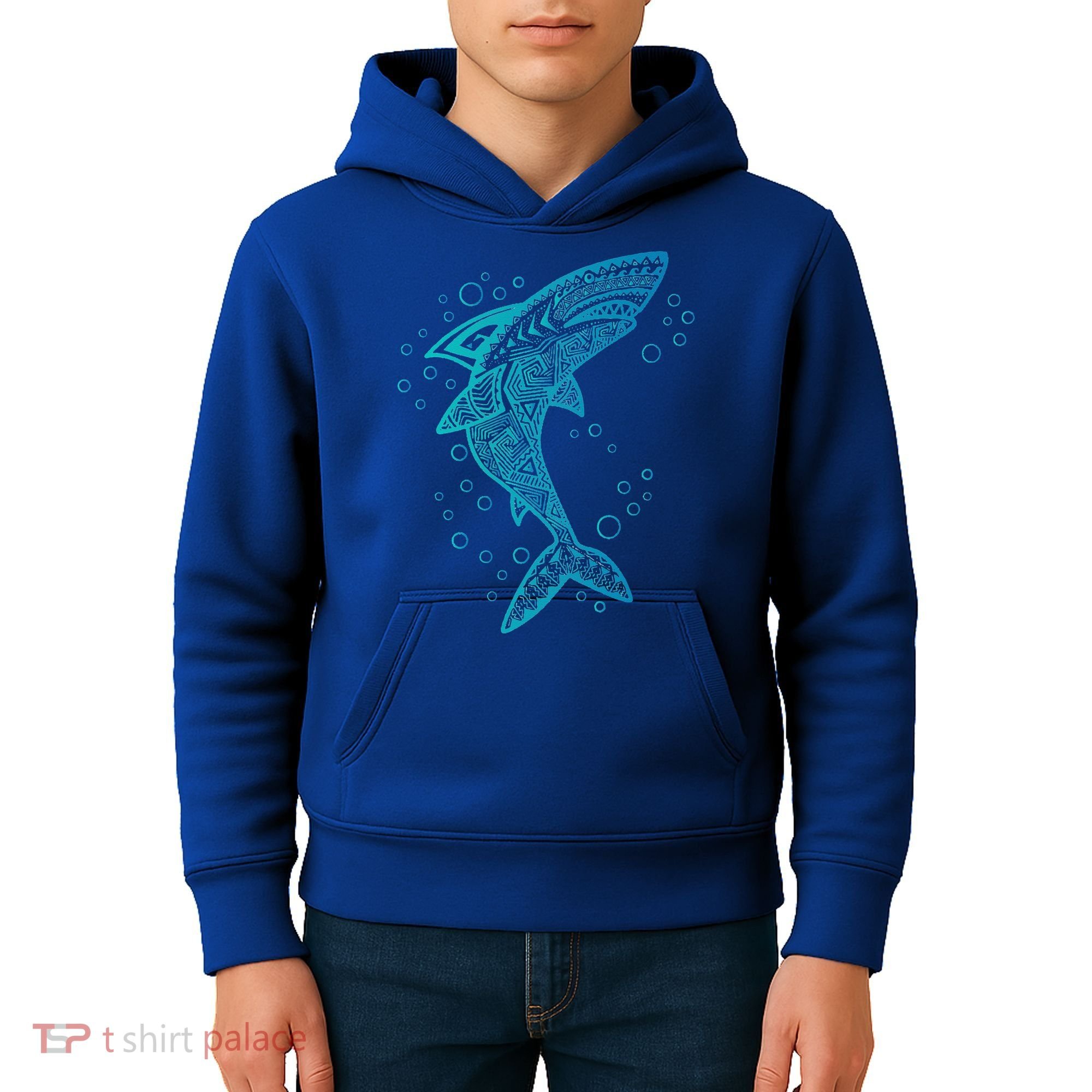 AQUA BOHO SHARK Kids Hoodie