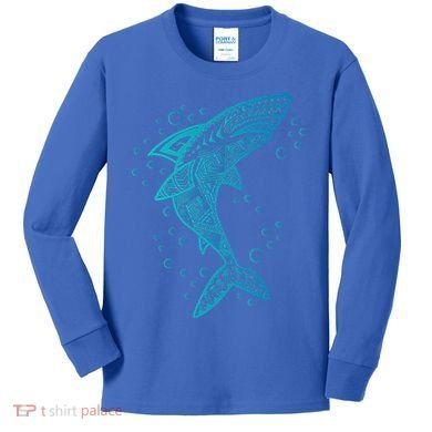 AQUA BOHO SHARK Kids Long Sleeve Shirt