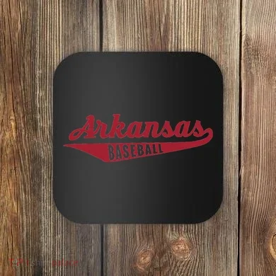 Arkansas Baseball Script Coaster