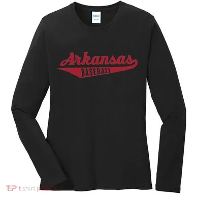 Arkansas Baseball Script Women's Long Sleeve Shirt