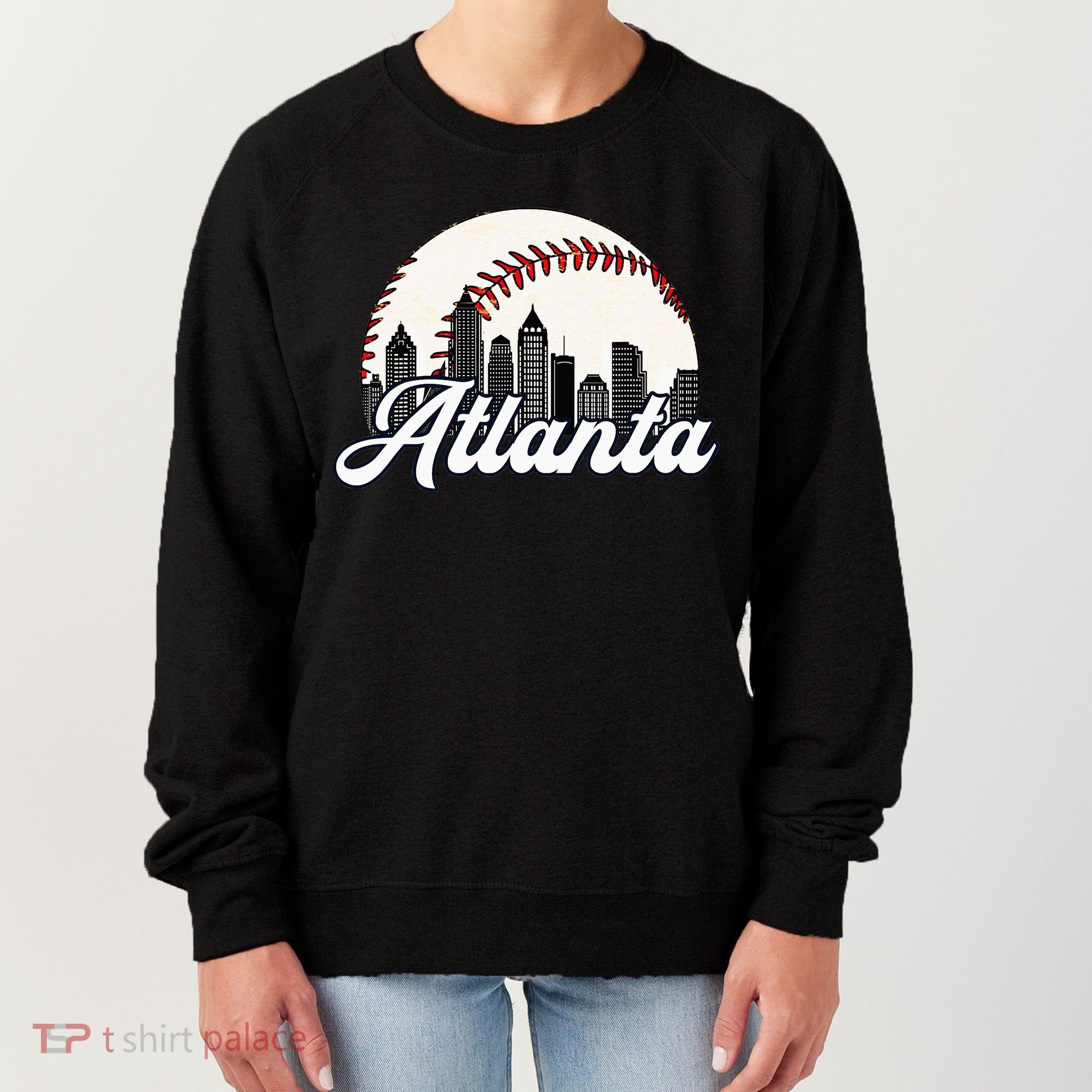Atlanta Baseball Skyline Atlanta Cityscape Women's Sweatshirt