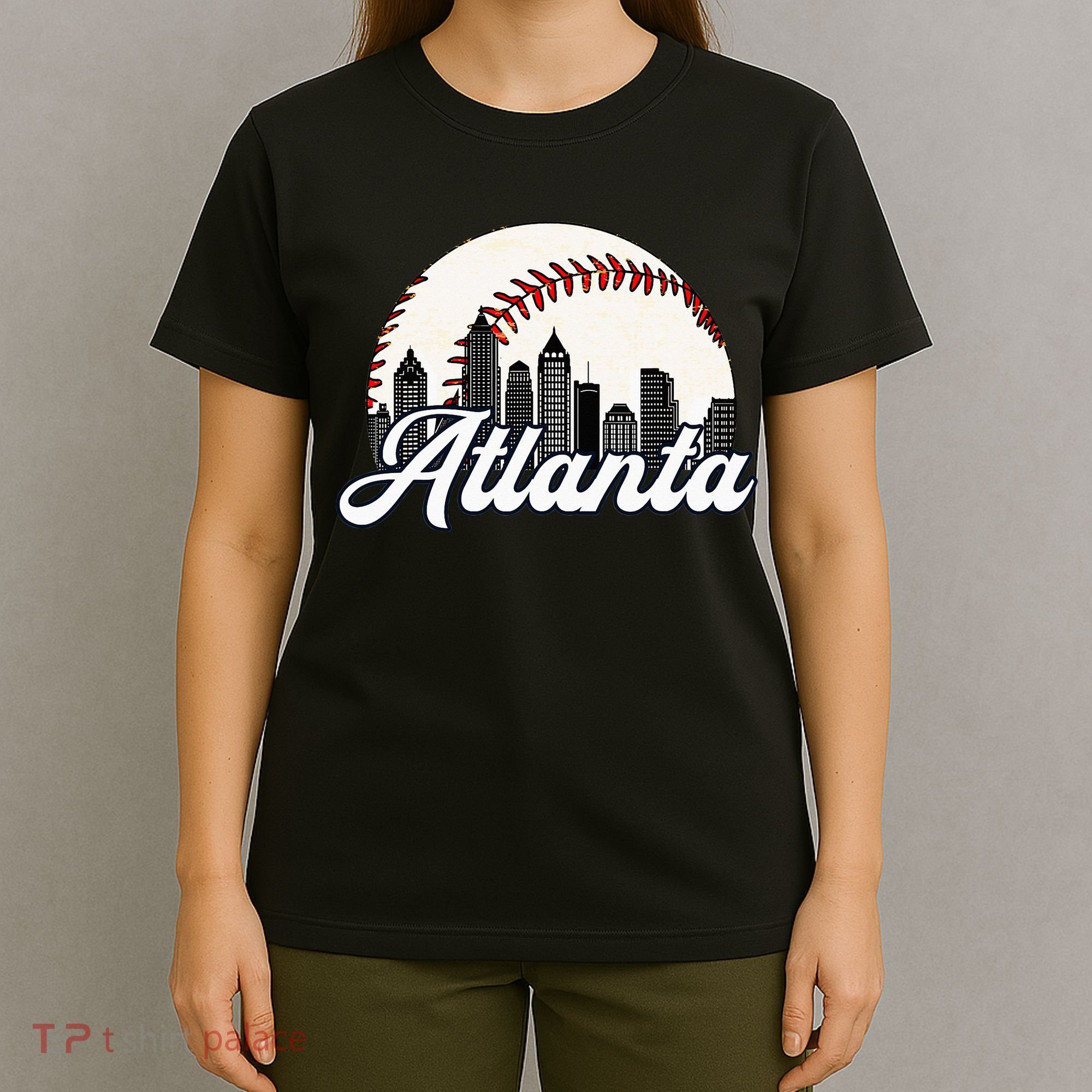 Atlanta Baseball Skyline Atlanta Cityscape T-Shirt
