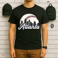 Atlanta Baseball Skyline Atlanta Cityscape T-Shirt thumb 6