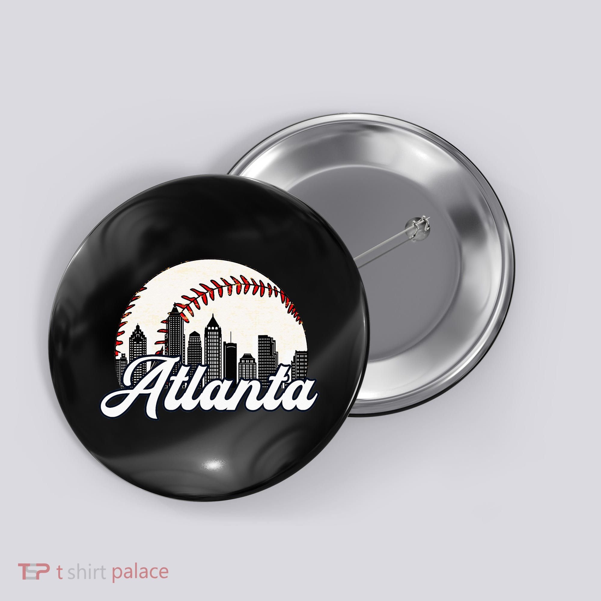 Atlanta Baseball Skyline Atlanta Cityscape Button