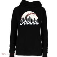 Atlanta Baseball Skyline Atlanta Cityscape Womens Funnel Neck Pullover Hood thumb 0