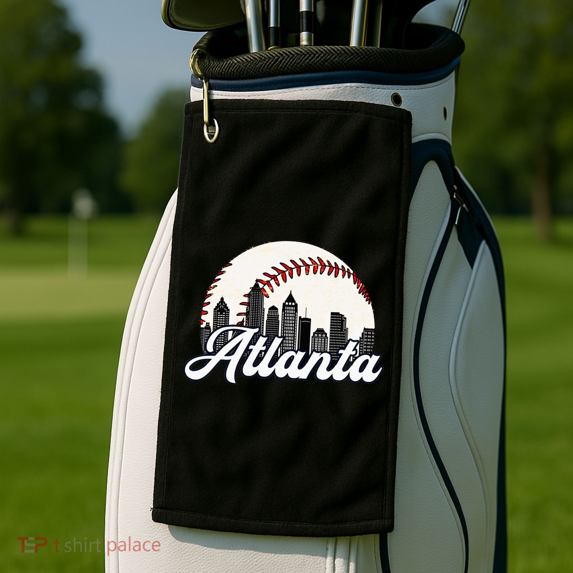 Atlanta Baseball Skyline Atlanta Cityscape Golf Towel