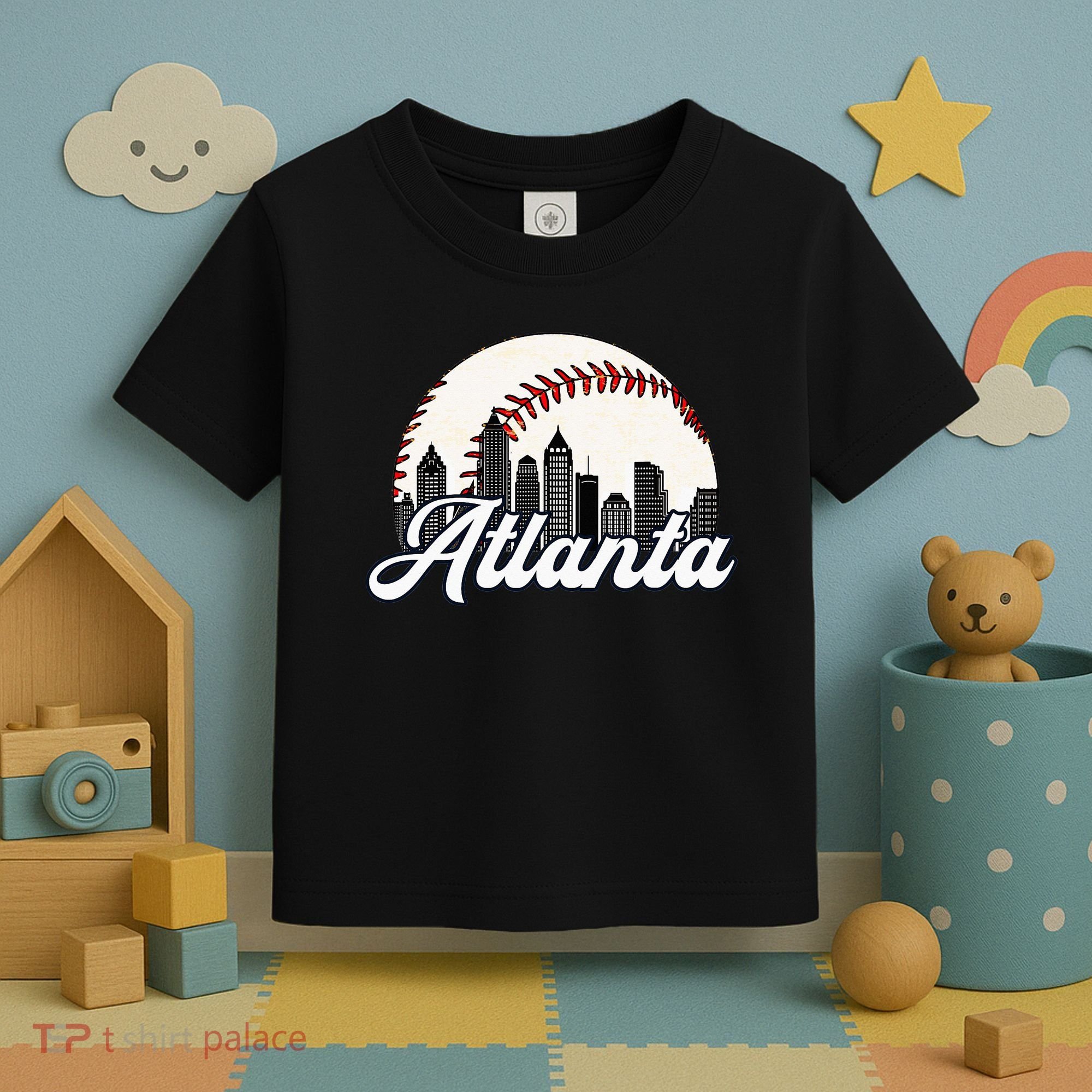 Atlanta Baseball Skyline Atlanta Cityscape Toddler T-Shirt