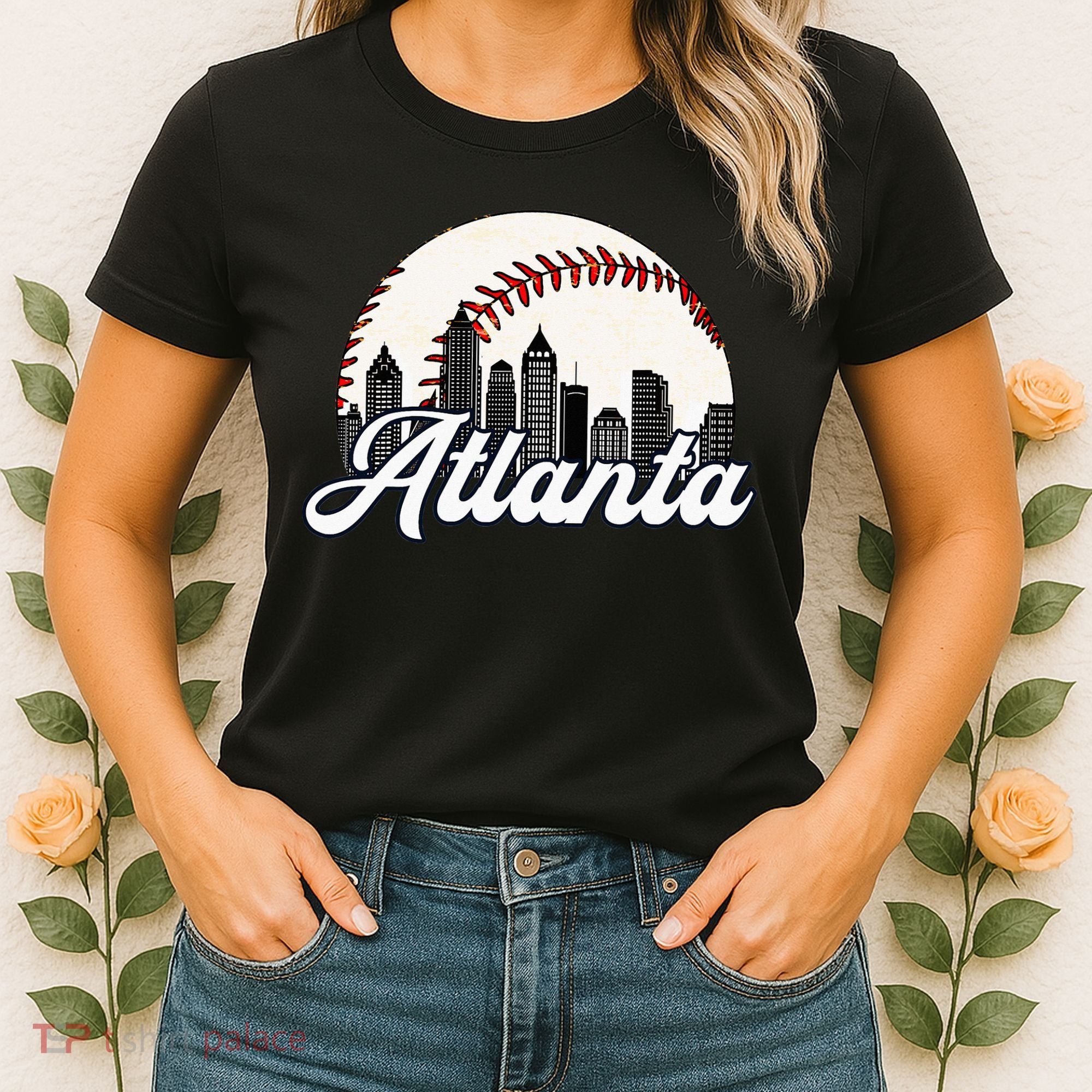 Atlanta Baseball Skyline Atlanta Cityscape Women's T-Shirt