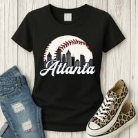 Atlanta Baseball Skyline Atlanta Cityscape Women's T-Shirt thumb 3