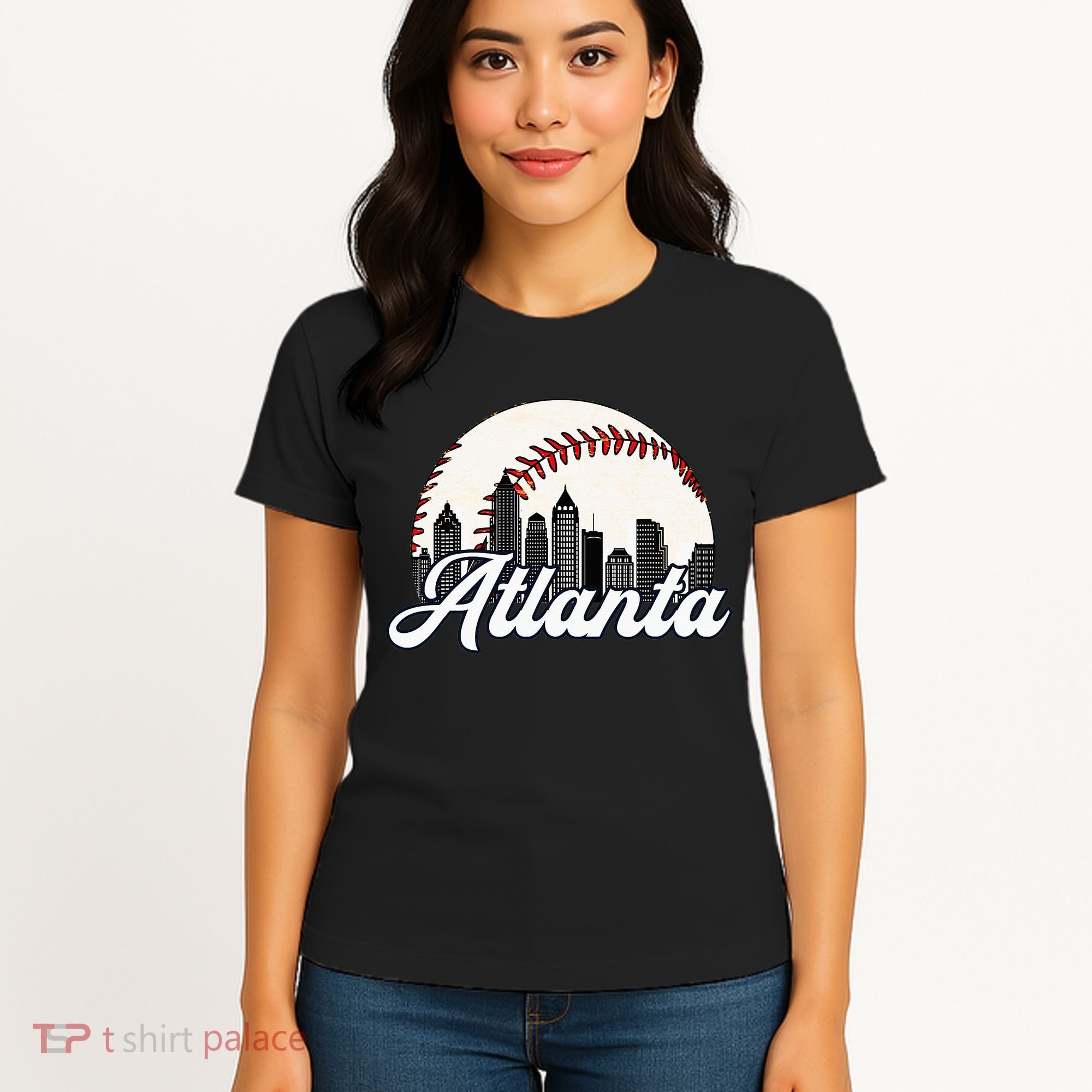 Atlanta Baseball Skyline Atlanta Cityscape Women's T-Shirt