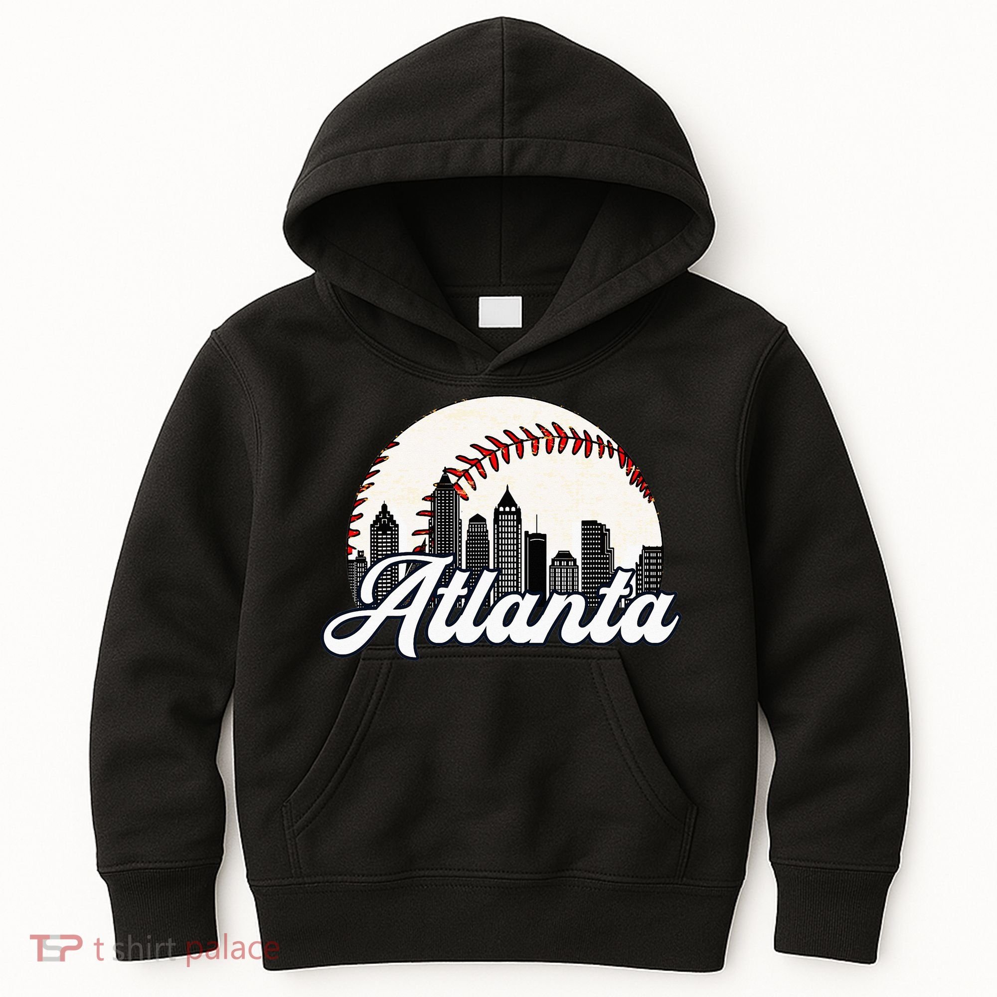 Atlanta Baseball Skyline Atlanta Cityscape Kids Hoodie