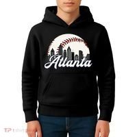 Atlanta Baseball Skyline Atlanta Cityscape Kids Hoodie thumb 4