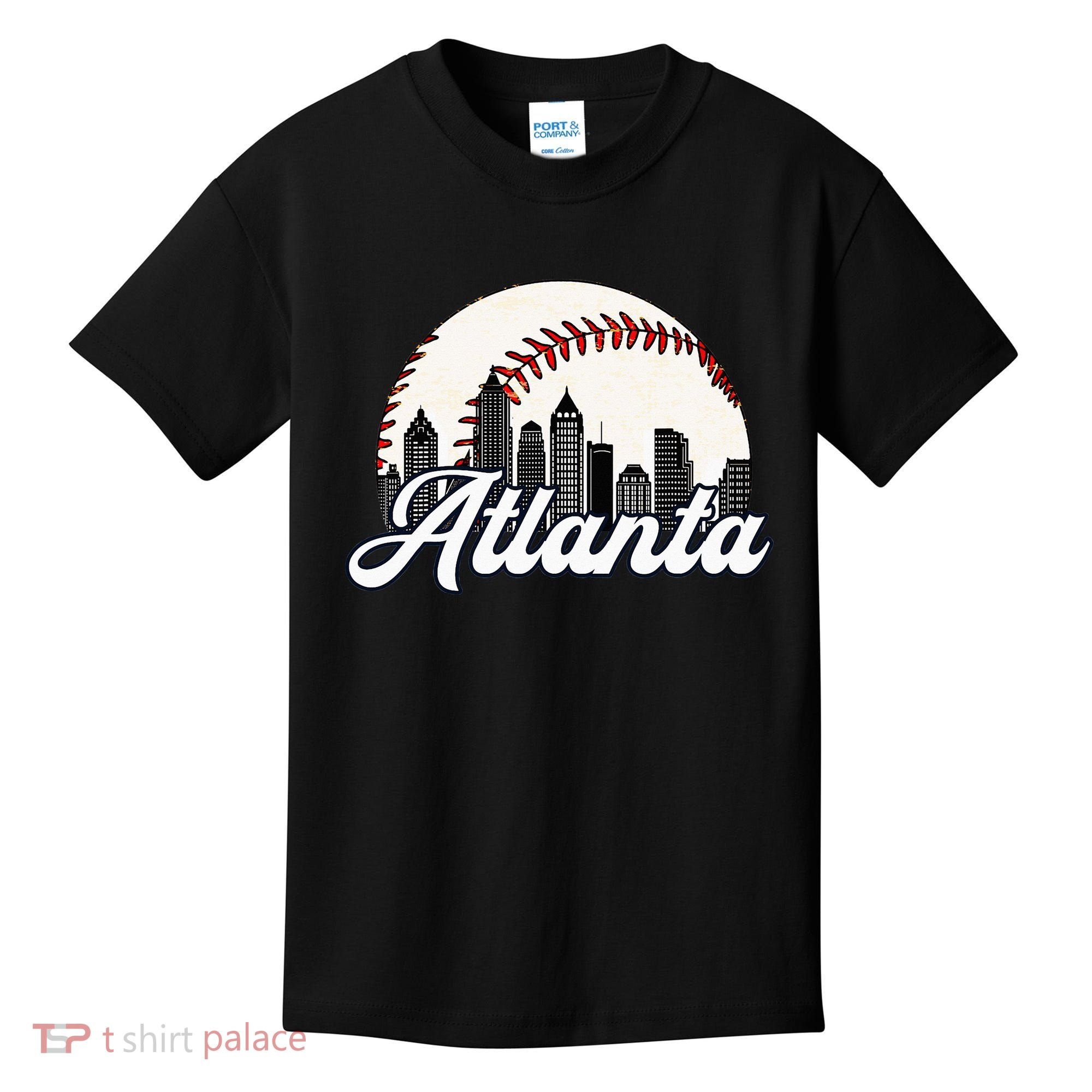 Atlanta Baseball Skyline Atlanta Cityscape Kids T-Shirt