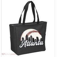 Atlanta Baseball Skyline Atlanta Cityscape Tote Bag thumb 2