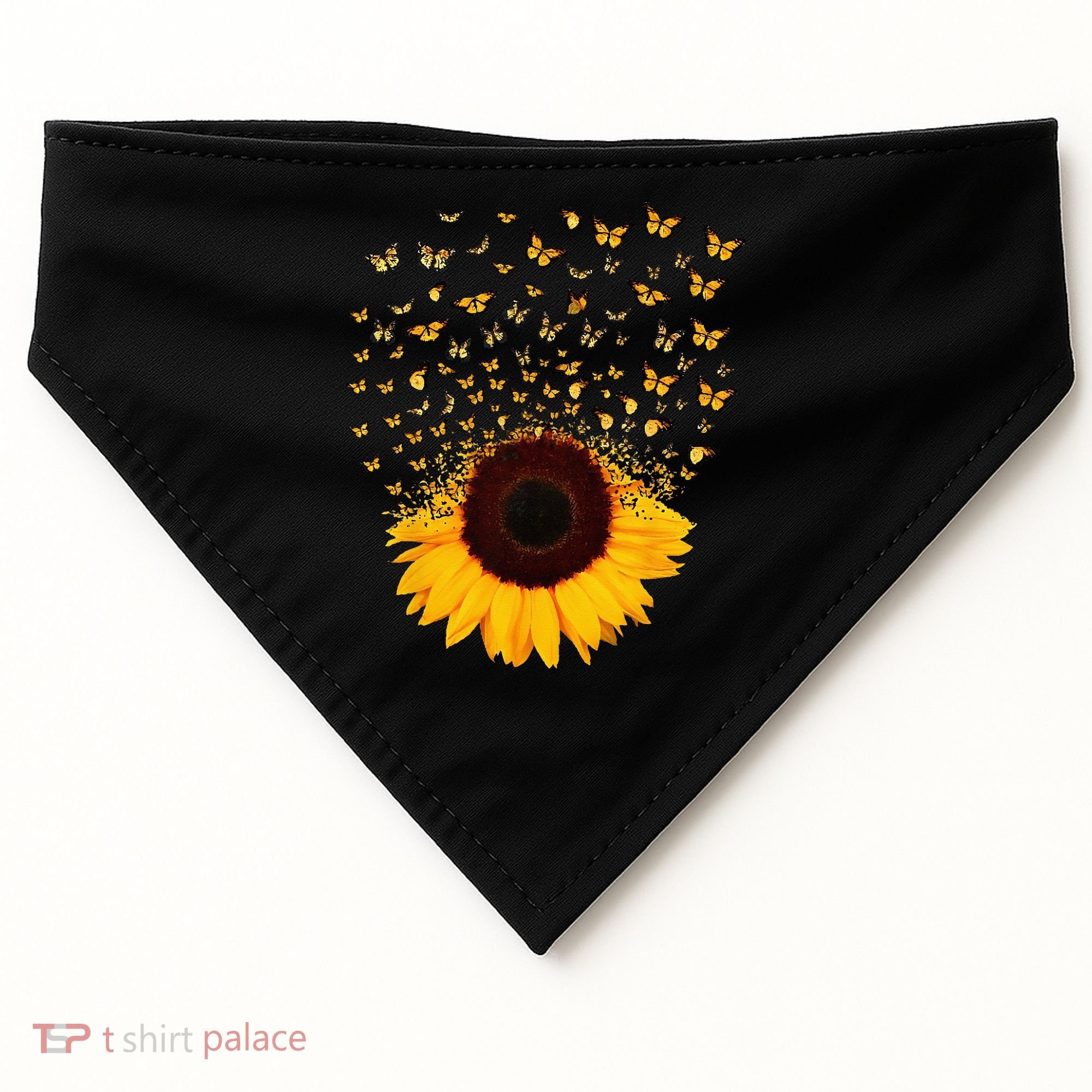 Adorable Butterfly Sunflower USA-Made Doggie Bandana