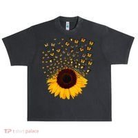 Adorable Butterfly Sunflower Urban Oversized Heavyweight T-Shirt thumb 0