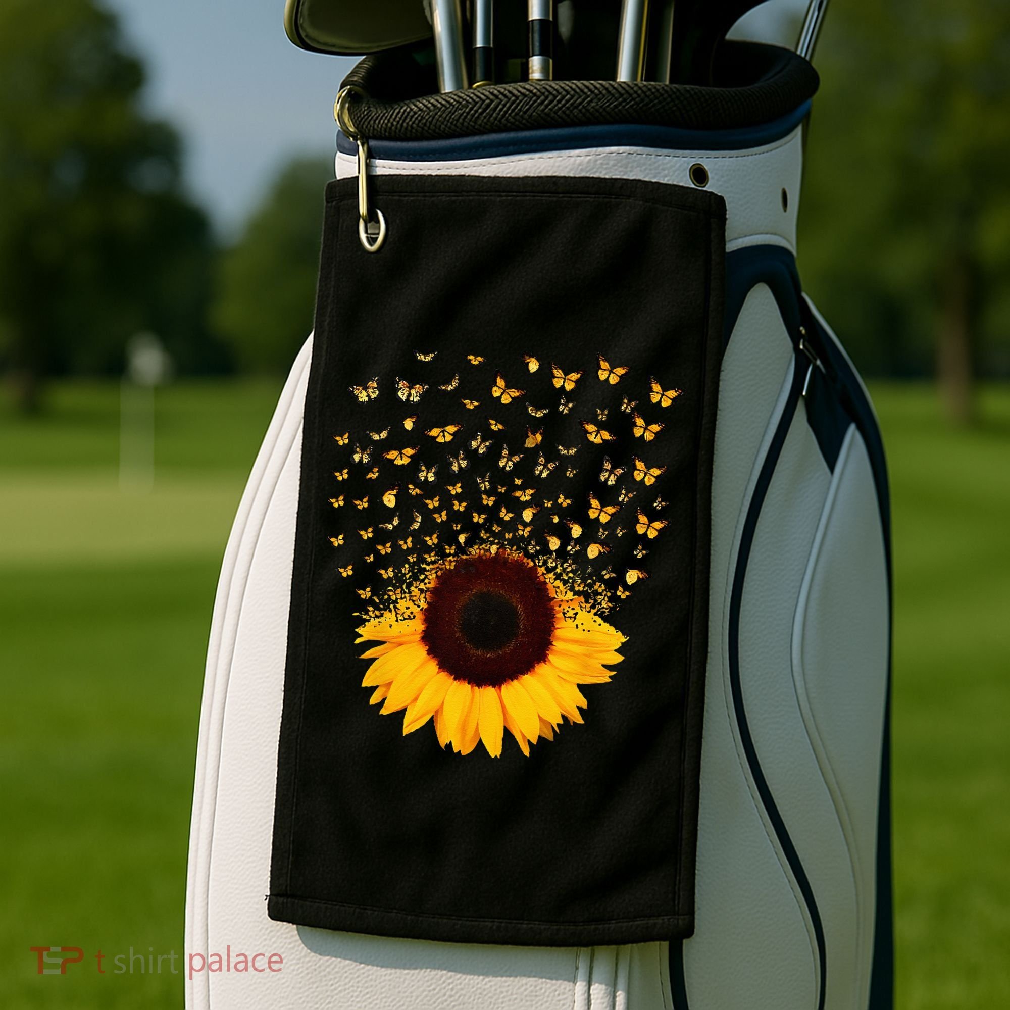 Adorable Butterfly Sunflower Golf Towel