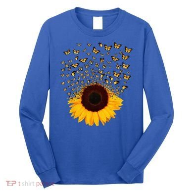 Adorable Butterfly Sunflower Long Sleeve Shirt