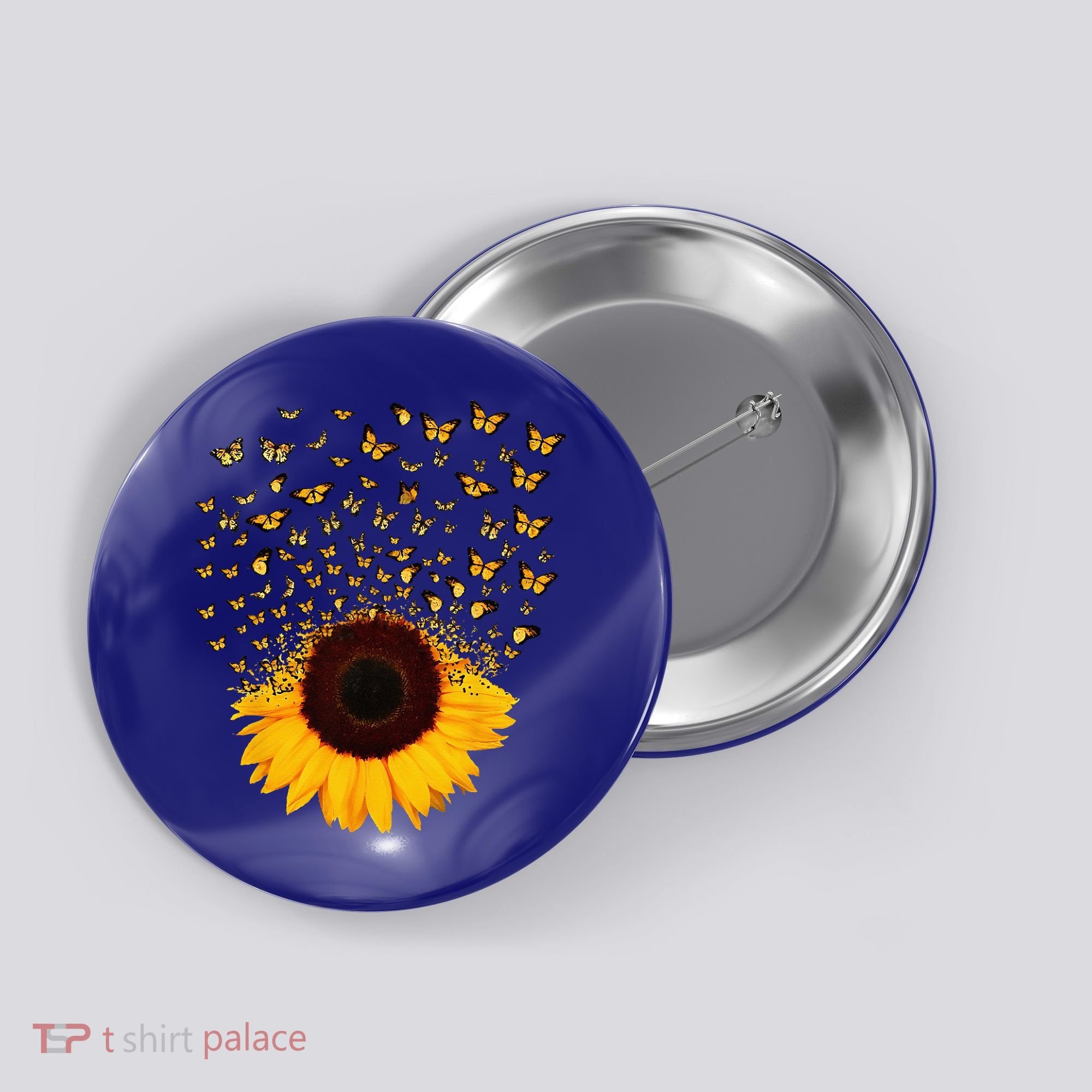 Adorable Butterfly Sunflower Button