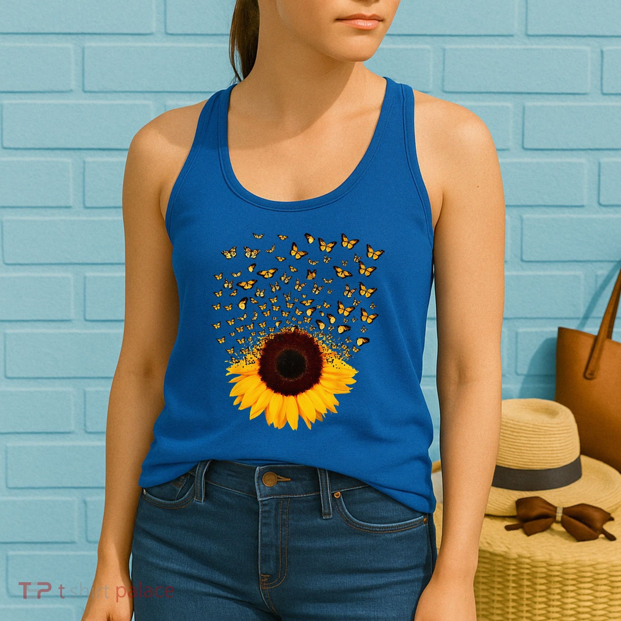 Adorable Butterfly Sunflower Women's Tank Top