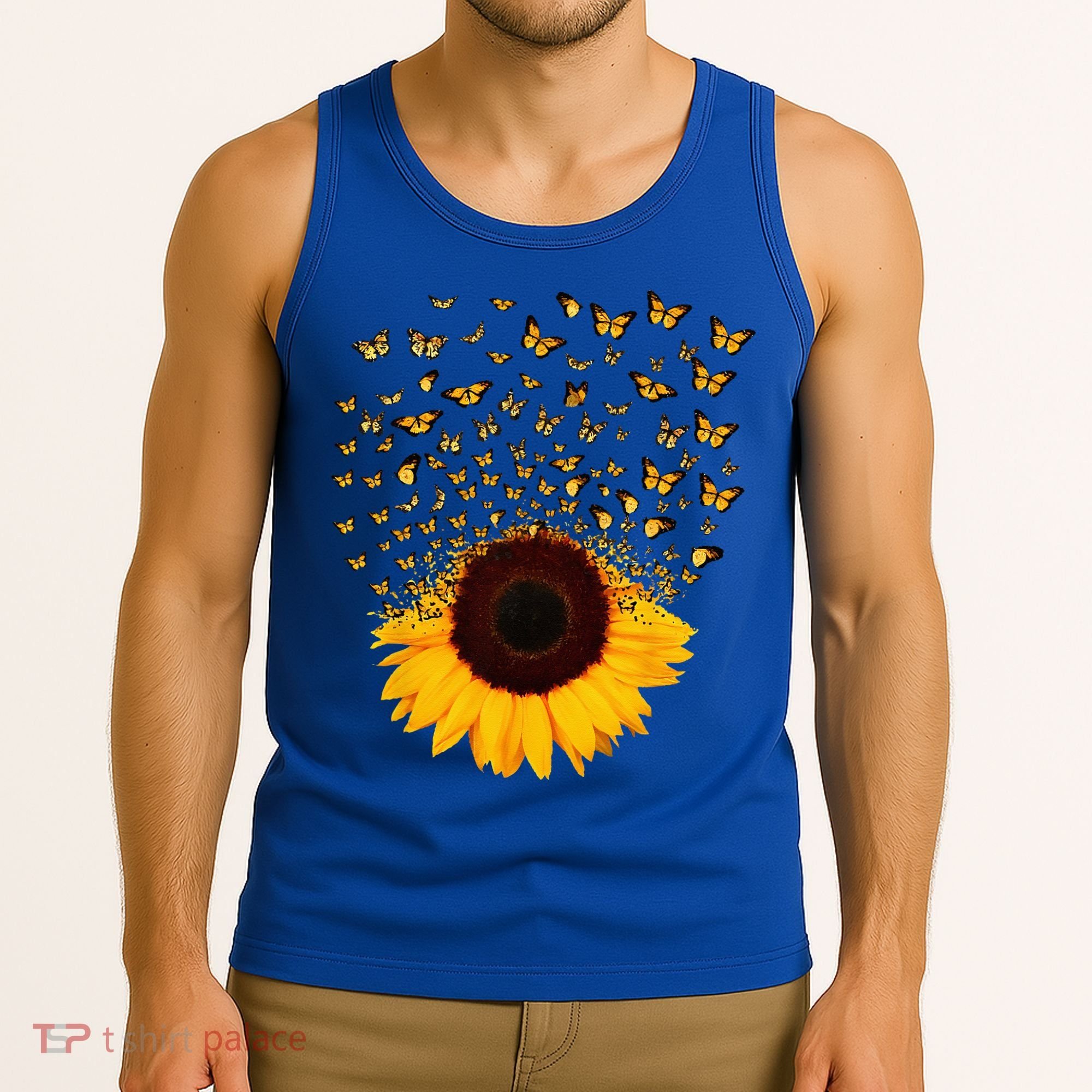 Adorable Butterfly Sunflower Tank Top