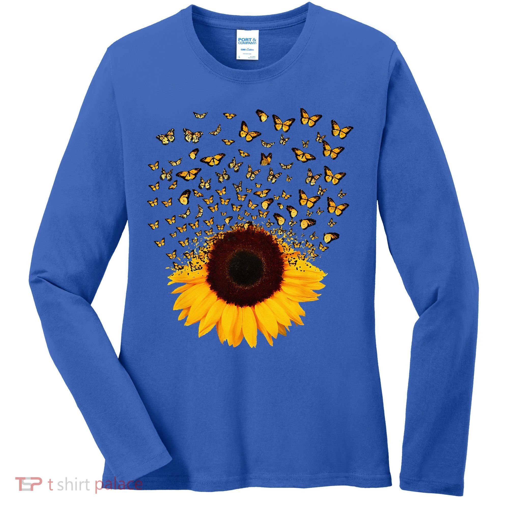 Adorable Butterfly Sunflower Women's Long Sleeve Shirt