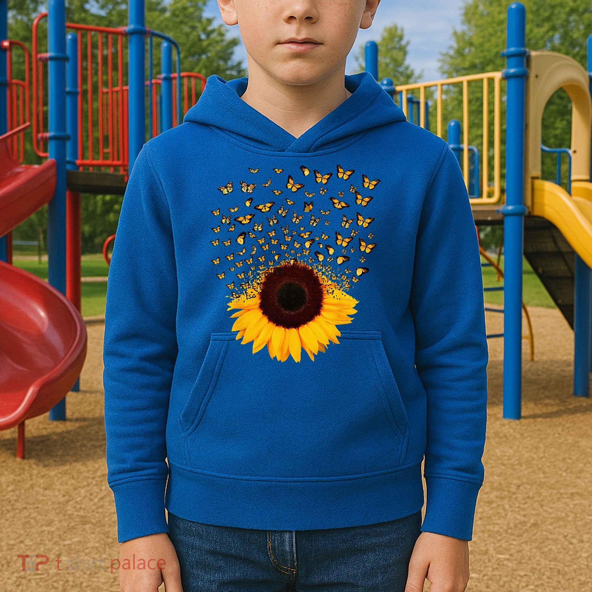 Adorable Butterfly Sunflower Kids Hoodie