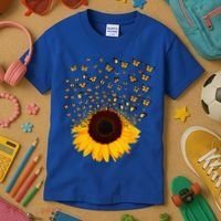 Adorable Butterfly Sunflower Kids T-Shirt thumb 3