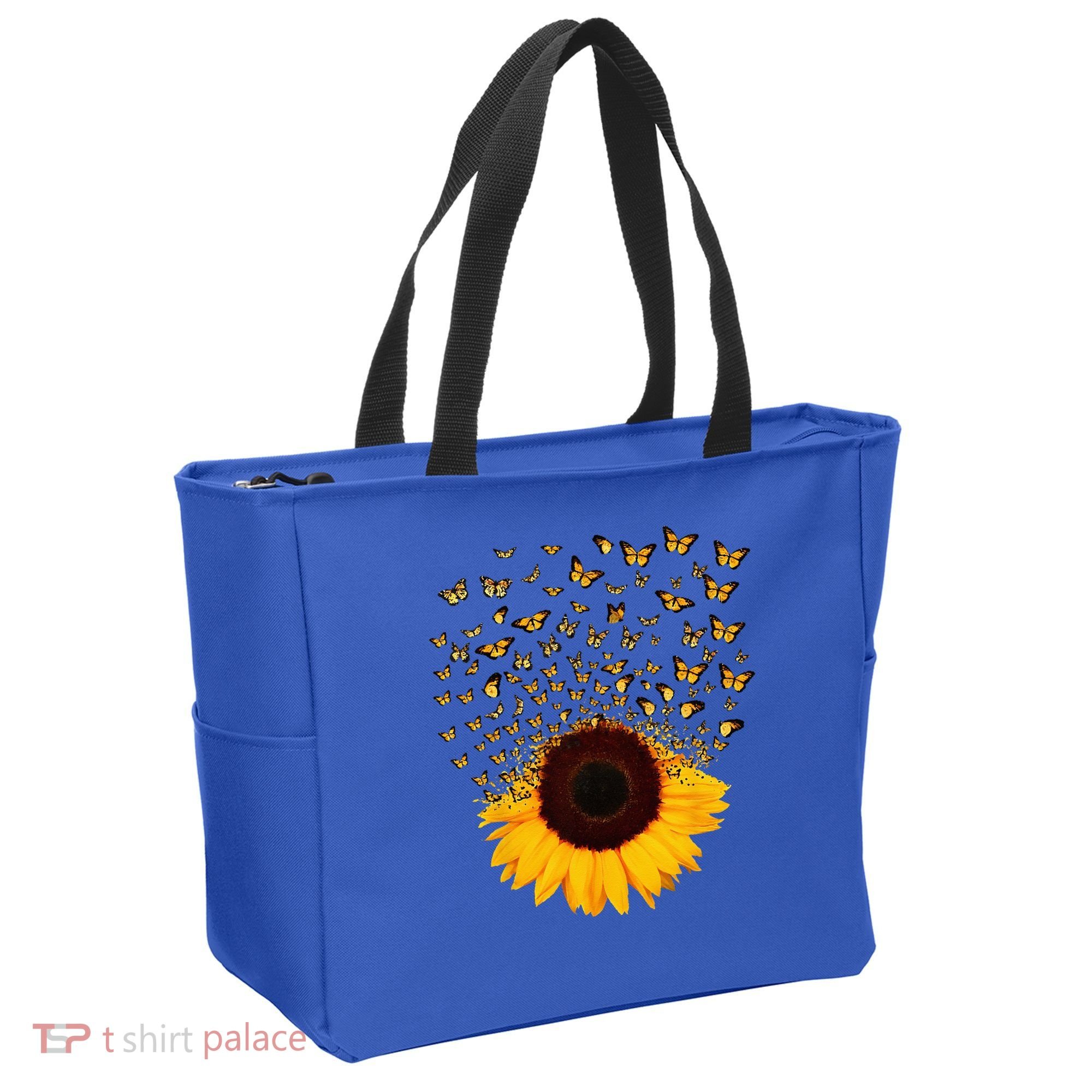 Adorable Butterfly Sunflower Tote Bag