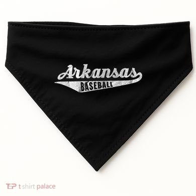 Arkansas Baseball Script Vintage Distressed USA-Made Doggie Bandana