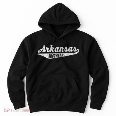 Arkansas Baseball Script Vintage Distressed Hoodie
