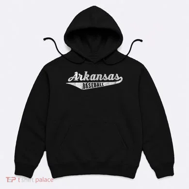 Arkansas Baseball Script Vintage Distressed Hoodie