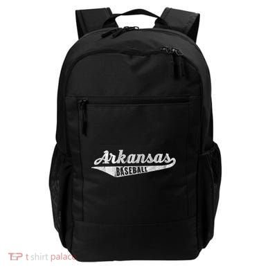 Arkansas Baseball Script Vintage Distressed Backpack