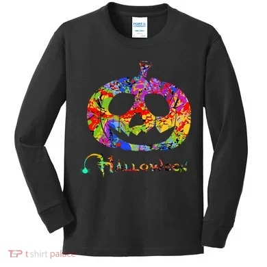 Abstract Halloween Pumpkin Kids Long Sleeve Shirt