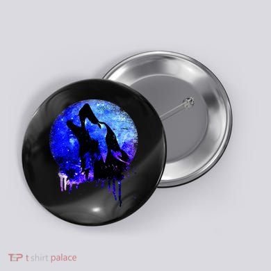Abstract Moon Wolf Button
