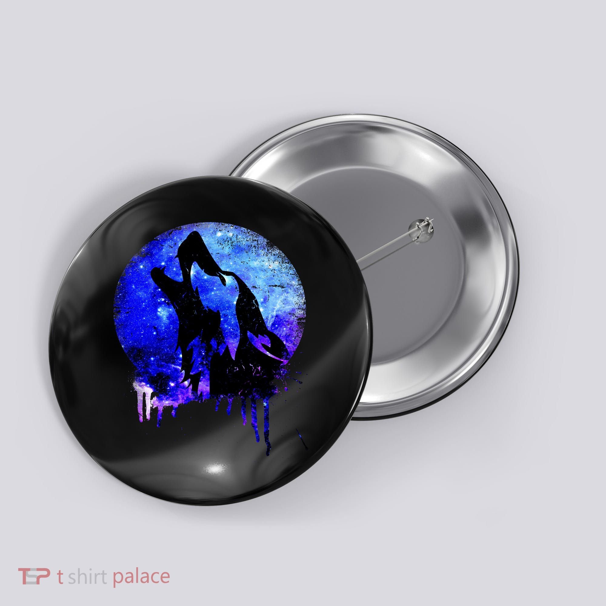Abstract Moon Wolf Button