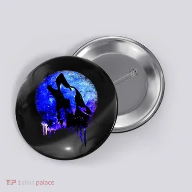 Abstract Moon Wolf Button