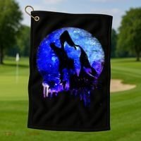 Abstract Moon Wolf Golf Towel thumb 1