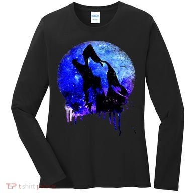 Abstract Moon Wolf Women's Long Sleeve Shirt