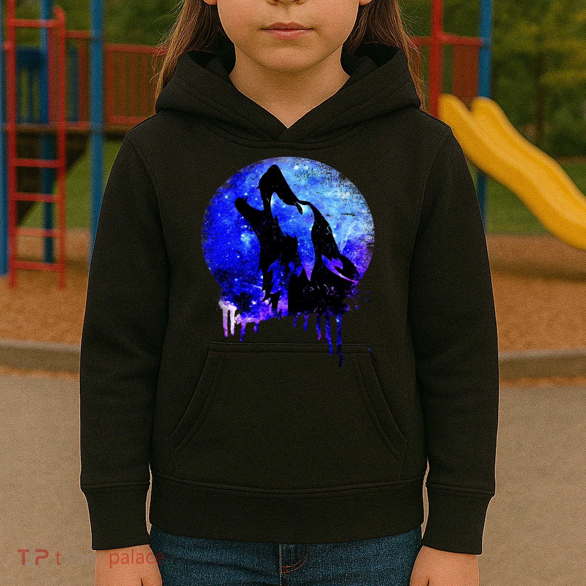 Abstract Moon Wolf Kids Hoodie